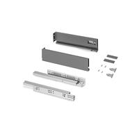 Emuca - Kit tiroir pour cuisine et bain, hauteur 131mm, profondité 500mm, 30 Kg, fermeture amortie, panneaux non incluses, Acier, Gris anthracite