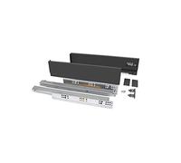 Emuca - Kit tiroir pour cuisine et bain, hauteur 93 mm, prof. 350 mm, 40 Kg, fermeture amortie, panneaux non incluses, Acier, gris anthracite