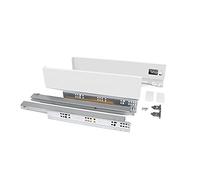 Emuca - Kit tiroir pour cuisine et bain, hauteur 93 mm, prof. 500 mm, 40 Kg, fermeture amortie, panneaux non incluses, Acier, Blanc