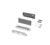 Emuca - Kit tiroir pour cuisine et bain, hauteur 93mm, profondité 270mm, 30 Kg, fermeture amortie, panneaux non incluses, Acier, Gris anthracite