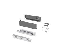 Emuca - Kit tiroir pour cuisine et bain, hauteur 93mm, profondité 300mm, 30 Kg, fermeture amortie, panneaux non incluses, Acier, Gris anthracite