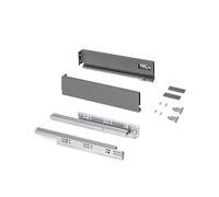 Emuca - Kit tiroir pour cuisine et bain, hauteur 93mm, profondité 400mm, 30 Kg, fermeture amortie, panneaux non incluses, Acier, Gris anthracite