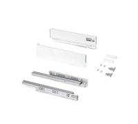 Emuca - Kit tiroir pour cuisine et bain, hauteur 93mm, profondité 400mm, 30 Kg, fermeture amortie, panneaux non incluses, Acier, Blanc
