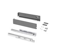 Emuca - Kit tiroir pour cuisine et bain, hauteur 93mm, profondité 450mm, 30 Kg, fermeture amortie, panneaux non incluses, Acier, Gris anthracite
