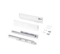 Emuca - Kit tiroir pour cuisine et bain, hauteur 93mm, profondité 450mm, 30 Kg, fermeture amortie, panneaux non incluses, Acier, Blanc