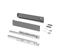 Emuca - Kit tiroir pour cuisine et bain, hauteur 93mm, profondité 500mm, 30 Kg, fermeture amortie, panneaux non incluses, Acier, Gris anthracite