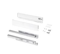 Emuca - Kit tiroir pour cuisine et bain, hauteur 93mm, profondité 500mm, 30 Kg, fermeture amortie, panneaux non incluses, Acier, Blanc