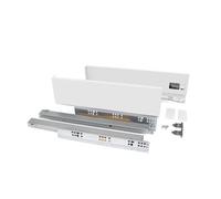 Emuca Kit tiroir Vertex pour cuisine et bain, hauteur 93 mm, prof. 300 mm, 40 Kg, fermeture amortie, Acier, Blanc