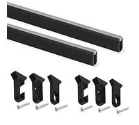 Emuca - Kit tube de penderie, 1150 mm, Peint en noir, Aluminium et Plastique