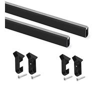 Emuca - Kit tube de penderie, 750 mm, Peint en noir, Aluminium et Plastique, Lot de 2