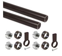 Emuca- Kit Tube de penderie Circulaire D. 28, 1150 mm, Aluminium, Peint en Moka, Lot de 2