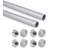 Emuca - Kit Tube de penderie Circulaire D. 28, 750 mm, Aluminium, Anodisé Mat, Lot de 2