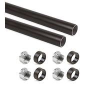 Emuca - Kit Tube de penderie Circulaire D. 28, 750 mm, Aluminium, Peint en Moka, Lot de 2