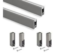 Emuca - Kit tube de penderie Luxe, 0,75 m, Titanium, Aluminium et Plastique, 1 kit