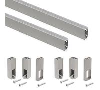 Emuca - Kit Tube de penderie Luxe, 1,15 m, Peint Couleur Pierre, Aluminium et Plastique, Lot de 2