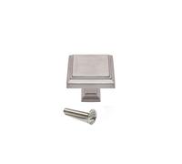 Emuca - Lot de 10 boutons pour meubles, 31.5x31.5mm, Zamak, Nickel satiné