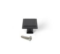 Emuca - Lot de 10 boutons pour meubles, 31.5x31.5mm, Zamak, Peint en noir