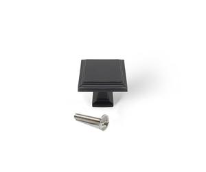 Emuca - Lot de 10 boutons pour meubles, 31.5x31.5mm, Zamak, Peint en noir