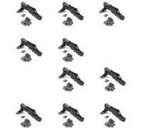 Emuca Lot de 10 charnières droites X91 à ouverture de 165 degrés avec fermeture amortie et embases euro, hauteur 0, acier, titane Titane G