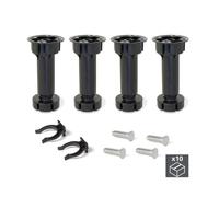 Emuca Lot de 10 kits de pieds de réglage pour meubles Bone, avec base pré-assemblée, hauteur 150mm, réglable 148-165mm, Plastique,