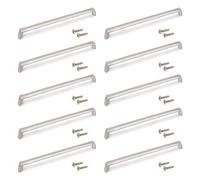Emuca - Lot de 10 poignées pour meubles, L206mm, entraxe 192mm, Zamak, Nickel satiné
