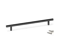 Emuca - Lot de 10 poignées pour meubles Orlando, L136mm, entraxe 96mm, Acier, Peint en noir