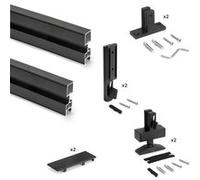 Emuca Lot de 2 cadres Zero avec quincaillerie et profilés pour montage au sol et au mur avec niveleur pectangulaire, Aluminium et Zamak, Noir texturé Peint en noir texturé