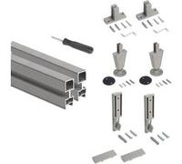 Emuca Lot de 2 cadres Zero avec quincaillerie et profilés pour montage au sol et au mur avec vérin circulaire, Aluminium et Zamak, Gris pierre Peint gris pierre G