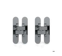 Emuca - Charnière invisible pour portes, Lot de 2 charnières invisibles pour portes lourdes, charge de 40 kg, ouverture de 180º, zamak, gris métallisé