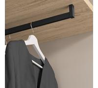 Emuca Lot de 2 rails de penderie Luxe de 0,75 m de long avec supports, Aluminium et Plastique, Peint en noir texturé