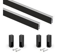Emuca Lot de 2 rails de penderie Luxe de 0,75 m de long avec supports, Aluminium et Plastique, Peint en noir texturé Peint en noir texturé G