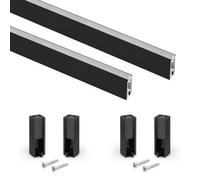 Emuca Lot de 2 rails de penderie Luxe de 0 75 m de long avec supports Aluminium et Plastique Peint en noir texturé