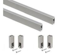 Emuca Lot de 2 rails de penderie Luxe de 0,75 m de long avec supports, Aluminium et Plastique, Peint gris pierre Peint gris pierre G