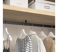 Emuca Lot de 2 rails de penderie Luxe de 1,15 m de long avec supports, Aluminium et Plastique, Peint en noir texturé