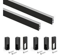 Emuca Lot de 2 rails de penderie Luxe de 1,15 m de long avec supports, Aluminium et Plastique, Peint en noir texturé Peint en noir texturé G