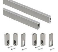 Emuca Lot de 2 rails de penderie Luxe de 1,15 m de long avec supports, Aluminium et Plastique, Peint gris pierre Peint gris pierre G