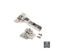 Emuca 1011707 Pack aus 20 Topfscharnieren Ø35mm 100° mit sanftem Verschluss für sich halb überlappende Türen und Euro-Zusätze zum Festschrauben mit Verbindergehäuse