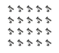 Emuca Lot de 20 charnières coudées X91 avec fermeture amortie et embases Euro, hauteur 0, nickelé, titane