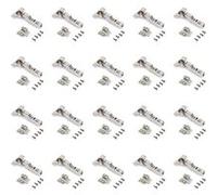 Emuca Lot de 20 charnières coudées X92 à fermeture amortie avec embases à visser, Acier, Nickelé Nickelé G