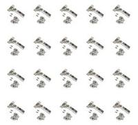 Emuca Lot de 20 charnières droites X91 à fermeture amortie avec embases de montage mixtes, Diamètre 5x9.5mm, Hauteur 0, Acier, Nickelé Nickelé G
