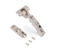 Emuca - Lot de 20 charnières droites X91 à fermeture amortie avec embases droite à visser, Hauteur 1, Acier, Nickelé