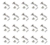 Emuca Lot de 20 charnières droites X92N à visser et embases à visser, Acier, Nickelé Nickelé G