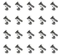 Emuca Lot de 20 charnières super coudées X91 à fermeture amortie et embases Euro, Hauteur 0, Acier, Titane Titane G