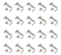 Emuca Lot de 20 charnières super coudées X92 avec fermeture amortie et embases à visser, Acier, Nickelé Nickelé G