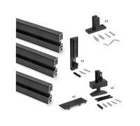 Emuca Kit structure modulaire Zero ferrures/profils, montage sol/mur, triple, peint noir texturé G