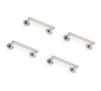 Emuca Lot de 4 poignées droites avec rosaces de 50mm de diamètre pour portes coulissantes, Aluminium, Nickel satiné Nickel satiné G