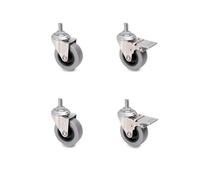 Emuca Lot de 4 roulettes Slip gris-noir avec boulon, diamètre 50mm, Acier et Plastique, Gris Plastique