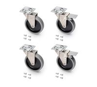 Emuca - Lot de 4 roulettes pivotantes pour Meuble Ø100mm avec Plaque de Fixation et roulement à Billes, roulettes en Caoutchouc Couleur Gris
