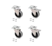 Emuca - Lot de 4 roulettes pivotantes pour Meuble Ø75mm avec Plaque de Fixation et roulement à Billes, roulettes en Caoutchouc Couleur Gris