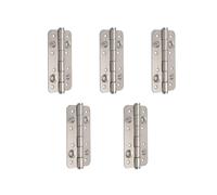 Emuca - Lot de 5 charnières de sécurité anti-degondage, 150x80mm, Charnères antivol à bords arrondis pour porte, sans garniture, acier, nickel satiné